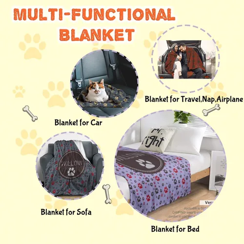 Miniatura 5 de Manta personalizada para perros con nombre - Manta personalizada para cachorros para perros grandes, medianos y pequeños, manta suave y acogedora