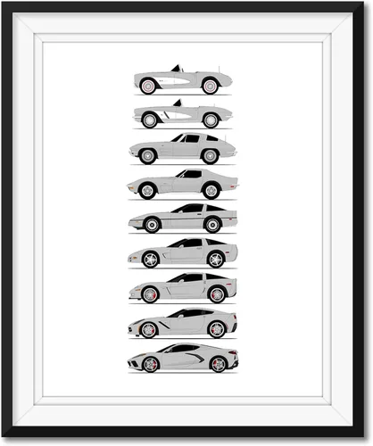 Miniatura 14 de Custom Car Posters Póster hecho a mano compatible con Chevy Corvette Generations e impresión de Chevrolet Corvette (C1 C2 C3 C4 C5 C6 C7 C8)