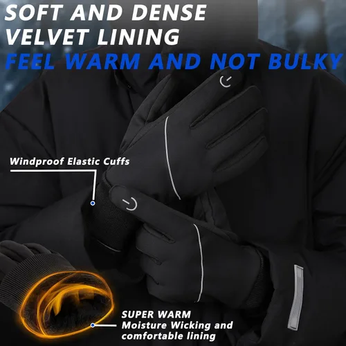 Miniatura 2 de MOREOK Guantes de invierno para hombres y mujeres, cálidos, térmicos, para esquí, nieve, pantalla táctil, ciclismo, ciclismo, senderismo, clima