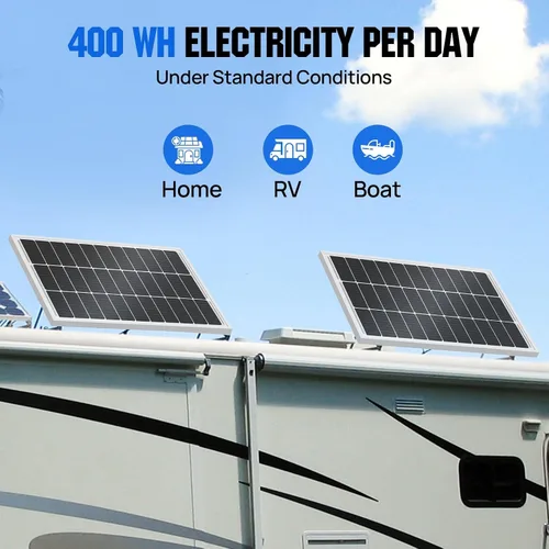 Miniatura 5 de ECO-WORTHY 1.6KWH Complete Solar Panel Kit 400W 12V for RV Off Grid: 4 * 100W Solar Panels + 40A MPPT Charge Controller +12V 100Ah Lithium Battery +