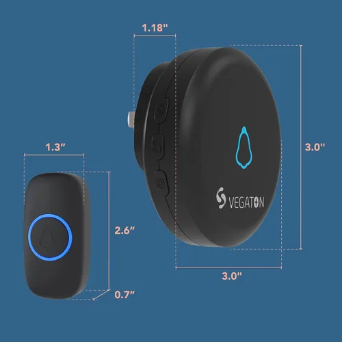 Miniatura 2 de Kits de timbre inalámbrico con nivel de impermeabilidad IP55, rango de 500 pies, 5 niveles de volumen con 32 timbres de puerta, flash LED