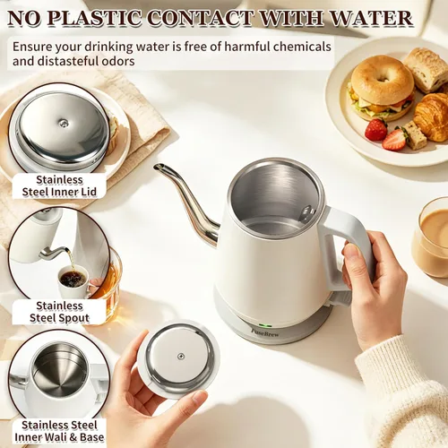 Miniatura 2 de Gooseneck Electric Kettle 0.8L, 1200W Fast Boiling Stainless Steel – Auto Shut-Off, Precision Pour Over Kettle for Coffee & Tea, Ideal for Small