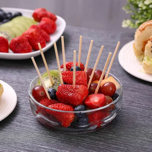 Miniatura 5 de 200 PIEZAS pinchos de bambú, palitos de comida de 6 pulgadas para aperitivos, frutas, brochetas a la parrilla, palillos de cóctel para bebidas