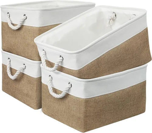 Miniatura 35 de Cesta de organización y almacenamiento para estantes - Paquete pequeño de 6 cestas de almacenamiento de tela plegables para organizar con asa