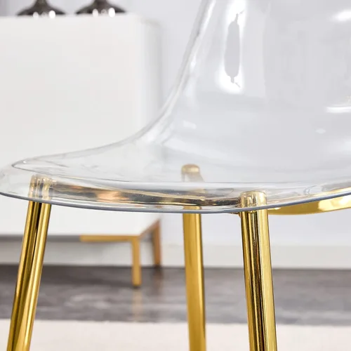 Miniatura 7 de Juego de 4 sillas de comedor transparentes, sillas de acrílico transparente con patas de metal, sillas de cocina modernas, ideales para mostrador