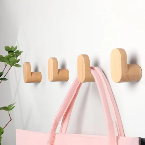 Miniatura 2 de Ganchos de pared de madera, modernos y minimalistas montados en la pared, perchero de madera natural para colgar sombrero, toalla, bata, bolsa