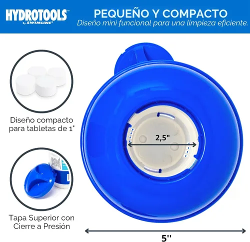 Miniatura 4 de HYDROTOOLS BY SWIMLINE: Dispensador químico mini para piscina y spa, compatible con bromo y cloro, admite tabletas de 1 pulgada, anillo de control