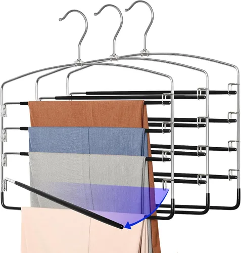 TOPIA HANGER Perchas para Pantalones que Ahorran Espacio Paquete de 3 Perchas para Pantalones de Yoga Leggings para Closet Antideslizantes de 5