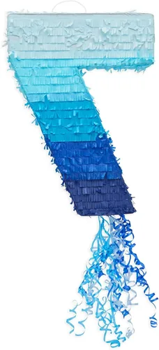 Miniatura 4 de BLUE PANDA Actividad de fiesta de 7 piñatas - Azul degradado, 16.5 x 11.35 pulgadas, piñata de cumpleaños fácil de llenar para niños de 7 años