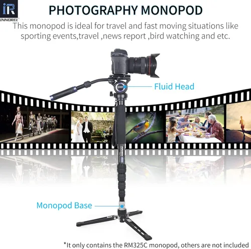 Miniatura 7 de Cámara de fibra de carbono Monopod INNOREL RM325C Profesional Portátil Compacto Ligero Viaje Monopod de 5 secciones para Canon Nikon Sony DSLR