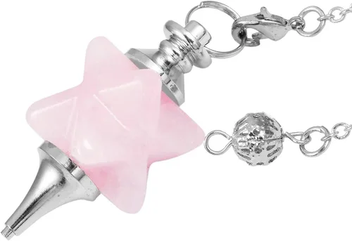 Miniatura 4 de SUNYIK Stone Merkaba Star Pendulum, Crystal Point Healing Reiki Dowsing Wicca Herramienta de adivinación Rosado