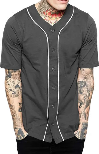 Miniatura 10 de Hat and Beyond camiseta de béisbol para hombre con botones hipster hip hop