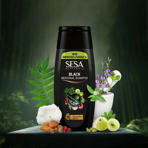 Miniatura 6 de Sesa Champú medicinal ayurvédico, Bhringraj y 16 hierbas raras, todo tipo de cabello, 6.8 fl oz, paquete de 1, sin parabenos