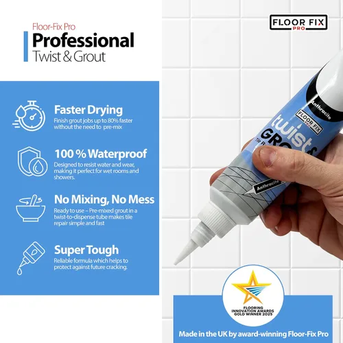 Miniatura 7 de Floor-Fix Pro Twist & Grout Kit de reparación – Reparación de lechada impermeable premezclada & Alternativa de bolígrafo de pintura de lechada