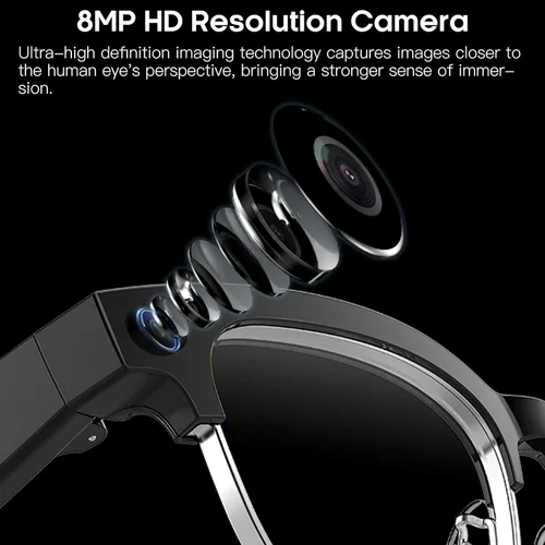 Miniatura 2 de Lentes inteligentes AI con cámara de 8 MP, video HD 1080P y foto 4K, lentes de sol de grabación de audio con traducción AI en tiempo real, audio