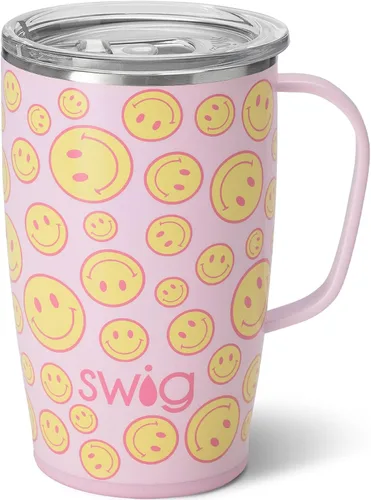 Miniatura 40 de Swig Life Taza de Viaje de 18 oz, Vaso Aislante con Asa y Tapa, Taza de Café de Viaje, Compatible con Portavasos, Acero Inoxidable, Vaso de 18 oz