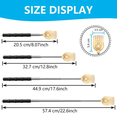 Miniatura 3 de SinLoon 5 Pack Telescoping Back Scratcher, Gift Manual Back Scratchers, Metal Portable Extendable Back Scratcher, Stainless Steel Back Massager Tool