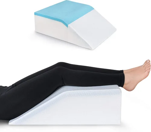 Ebung Almohada de espuma viscoelástica para piernas, elevación de piernas de gel refrescante con funda extraíble para hinchazón, circulación y