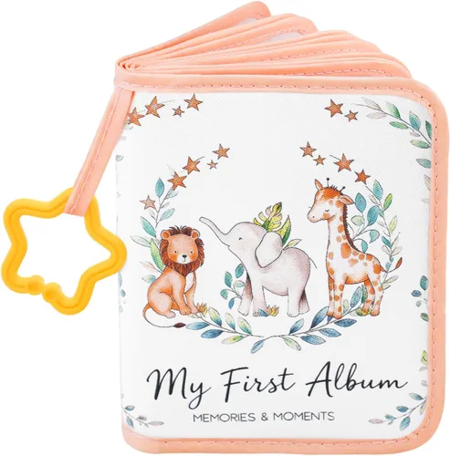 Miniatura 9 de Primer álbum de fotos para bebés, libro de fotos de tela suave con capacidad para 17 fotos (4 x 6 pulgadas), regalo familiar para recién nacidos