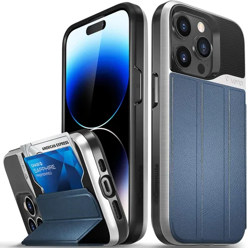 Miniatura 77 de VENA vCommute Funda tipo cartera compatible con Apple iPhone 14 (15.5 cm), funda de cuero con tapa plegable, tarjetero con función de soporte