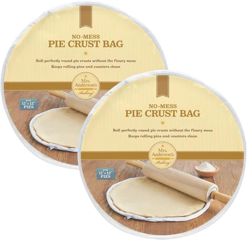 Mrs. Anderson's Baking Easy No-Mess - Bolsa para hacer corteza para tartas, rollos de corteza de 14 pulgadas para tartas de 11 a 12 pulgadas, juego