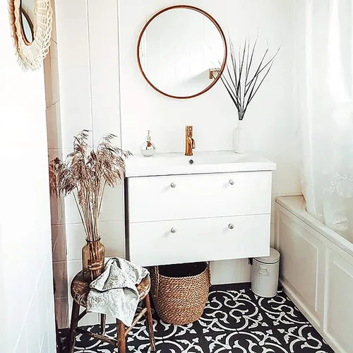 Miniatura 7 de STENCILIT® Plantilla de azulejos escandinavos para pisos, reposicionable para una plantilla de azulejos de 12 x 12 pulgadas, plantillas de concreto