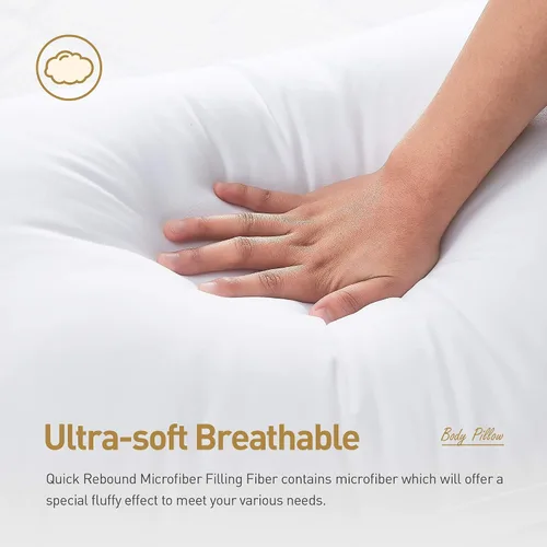 Miniatura 5 de Acanva - Almohada de cuerpo esponjosa para adultos y embarazo, suave y larga, inserto de almohada completa para dormir de lado
