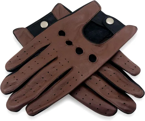 Miniatura 6 de ZLUXURQ Guantes de conducción profesionales de piel sin forro para hombre, piel de cordero italiana suave y fina