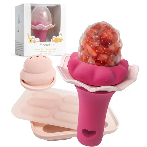 Miniatura 13 de Alimentador de frutas para bebé Moonkie con bandeja para congelador, alimentador de alimentos de silicona libre de BPA para alimentación autónoma