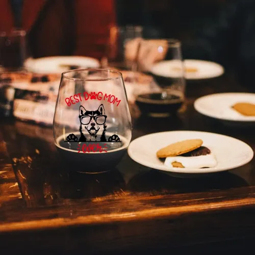 Miniatura 4 de Perfectin - Vaso de vino con texto en caja de regalo, con temática de perro, regalo para amantes de los perros