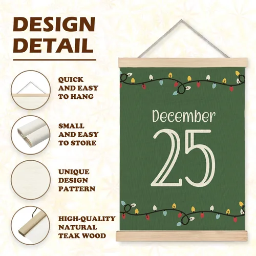Miniatura 5 de LUVADIAN Decoración de Pared Navideña, Arte de Pared de Luces Navideñas Hohoho con Colgador de Póster de Madera, Decoración de Pared Navideña