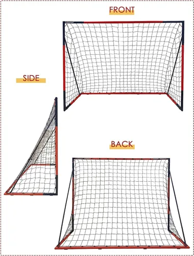 Miniatura 7 de KAIHAOWIN Portería de fútbol 3'x2.5' 6'x4' 8'x6' 10'x6.6' - Portería con marco de acero para todo clima, red de fútbol de montaje rápido - Porterías