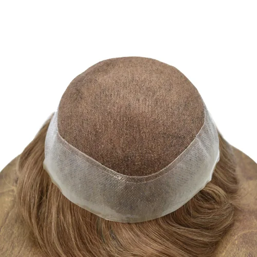 Miniatura 3 de Toupee para hombres pieza de cabello humano real sistema de reemplazo para hombres encaje suave tupé hombres postizos PU línea capilar natural