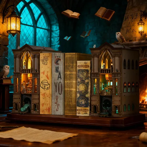 Miniatura 7 de Nookmaster Kit de rincón de libros – Biblioteca clásica en miniatura para casa de muñecas para libros con luces LED, regalo creativo de bricolaje