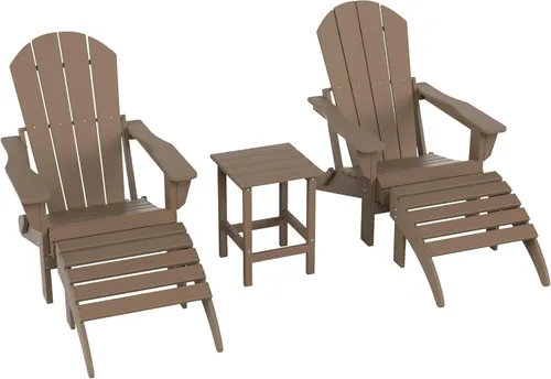 Miniatura 67 de WestinTrends Reposapiés otomano Adirondack para patio al aire libre, taburete de madera de polietileno para todo tipo de clima, ampliamente Azul
