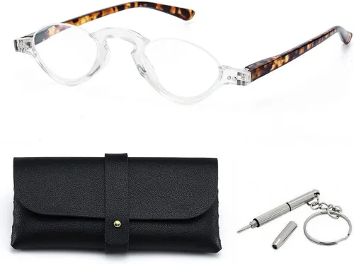 Miniatura 8 de Lentes de lectura retro con luz azul para hombres y mujeres, con marco redondo de media luna, lentes de lectura ligeros para computadora