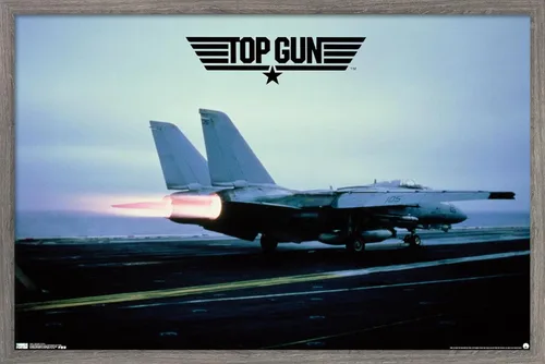 Trends International Top Gun - Póster de pared de avión Maverick, 14.725 x 22.375 pulgadas, versión enmarcada de madera de granero