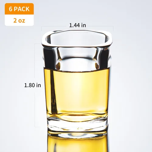 Miniatura 2 de PARACITY Juego de 6 vasos de chupito de base pesada, vasos de chupito cuadrados de tequila transparente a granel de 2 onzas con base pesada, regalo