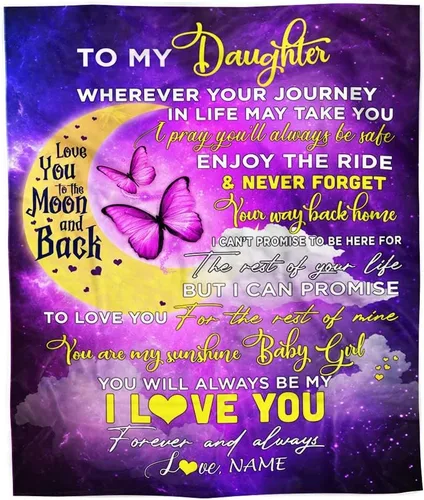 Miniatura 38 de Manta personalizada con texto en inglés «To My Daughter from Mom Dad Give You A Big Love Hug Butterfly Daughter Birthday»