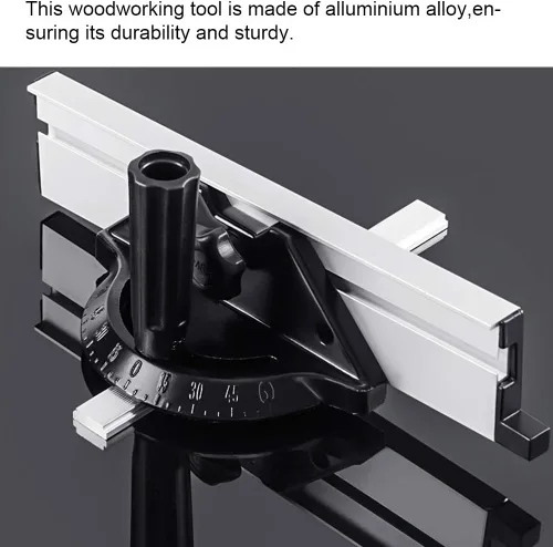 Miniatura 9 de Yuhoo Sistema de valla de calibre inglete, herramientas de carpintería, bloque de empuje con regla de placa angular, medidor de inglete de precisión