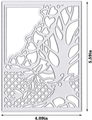 Miniatura 2 de Hying Troqueles de fondo de marco de árbol para hacer tarjetas, troqueles de corte de árbol de corazón de amor para álbumes de recortes, papel