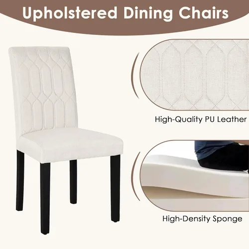 Miniatura 5 de VECELO Juego de 2 sillas de comedor tapizadas Parsons con asiento cómodo, patas de madera maciza con almohadillas de goma, para sala de estar