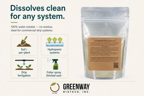 Miniatura 6 de Greenway Biotech, Inc. Fertilizante de fresa 8-12-32 en polvo, soluble en agua con micronutrientes quelados para fresas, arándanos, frambuesas