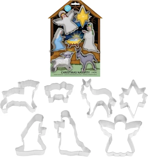Miniatura 2 de R&M Juego de cortadores de galletas de Navidad – Juego de 7 piezas de cortadores de galletas de acero para hornear festivo, galletas de escena