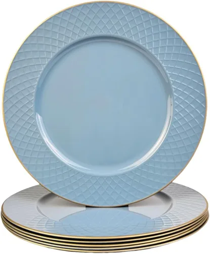 Miniatura 8 de Platos Base Blancos Antiguos, Platos Base Redondos de 13" para Platos de Cena, Juego de 6 Platos Base de Plástico para Bodas, Fiestas, Decoración
