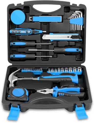Miniatura 12 de Auto Dynasty Kit de herramientas para el hogar de 39 piezas, juegos de herramientas manuales básicas para el hogar con destornilladores, Azul