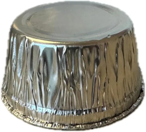 Moldes de aluminio para magdalenas de 4 onzas, moldes de aluminio desechables, aptos para congeladores y hornos, redondos de 3.5 pulgadas (50)