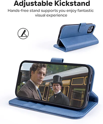 Miniatura 4 de OCASE Funda de piel sintética compatible con iPhone 14, con tarjetero y función atril con bloqueo RFID [carcasa interior de TPU a prueba de golpes]