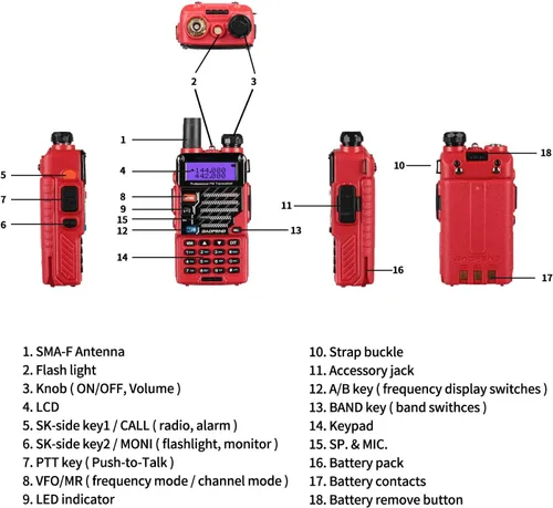 Miniatura 5 de BAOFENG UV-5R+ Plus Radio bidireccional, largo alcance para adultos, recargable con auricular, walkie talkie para exteriores, 144-148 420-450 MHz