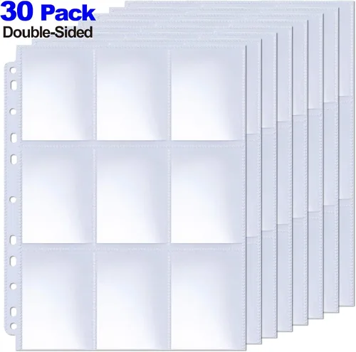 Miniatura 9 de ABLY 540 bolsillos de doble cara para tarjetas intercambiables, 9 bolsillos, protectores de tarjetas de juego de plástico transparente